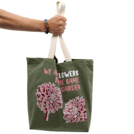 Sac en coton imprimé - We are Flowers - Rose