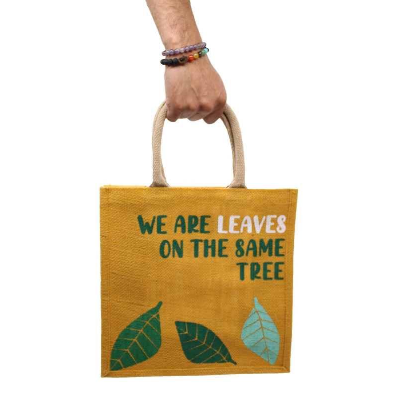 Sac en jute imprimé - We are Waves - Gris