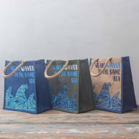 Sac en jute imprimé - We are Waves - Naturel