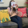 Housse de coussin en coton imprimé - We are Waves - Bleu