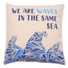 Housse de coussin en coton imprimé - We are Waves - Naturel