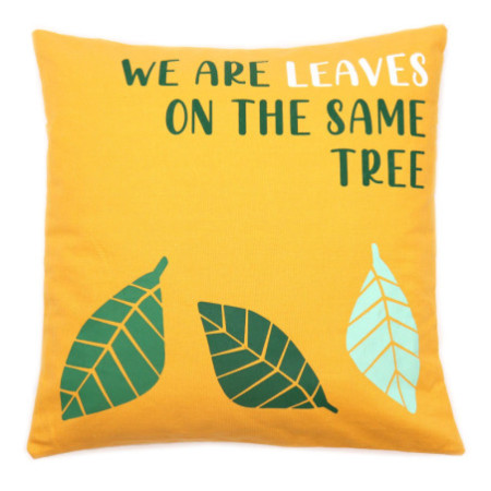 Housse de coussin en coton imprimé - We are Leaves - Jaune