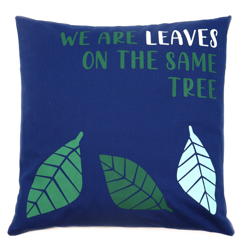 Housse de coussin en coton imprimé - We are Leaves - Jaune