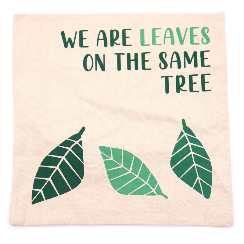 Housse de coussin en coton imprimé - We are Leaves - Naturel