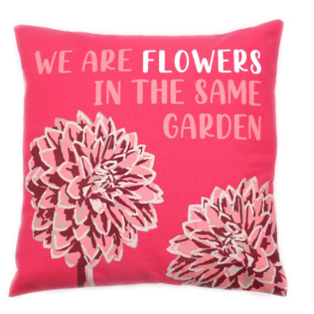 Housse de coussin en coton imprimé - We are Flowers - Rose