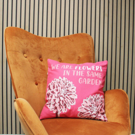 Housse de coussin en coton imprimé - We are Flowers - Rose