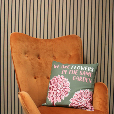 Housse de coussin en coton imprimé - We are Flowers - Rose