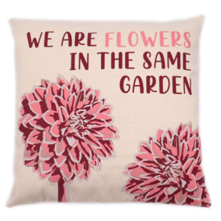 Housse de coussin en coton imprimé - We are Flowers - Rose