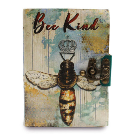 Carnet de notes en cuir à bords frangés « Bee Kind » (7 x 5 po)