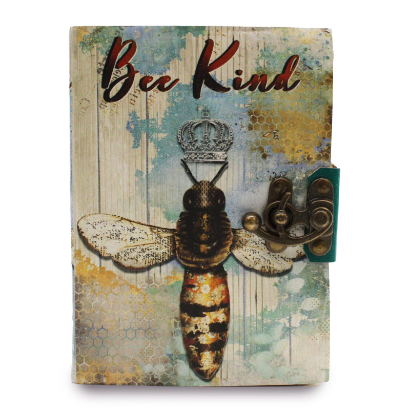 Carnet de notes en cuir à bords frangés « Bee Kind » (7 x 5 po)
