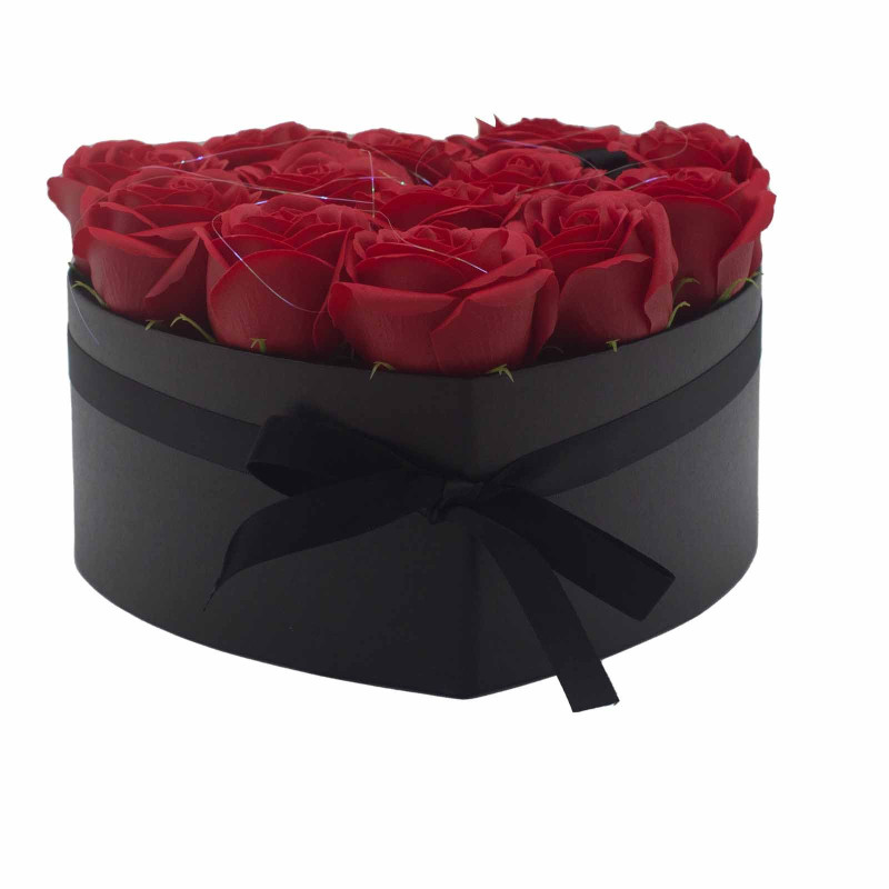 Bouquet de fleurs de savon - 13 roses rouges - Cœur