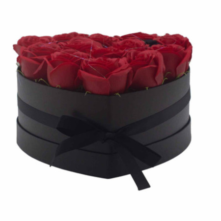 Bouquet de fleurs de savon - 13 roses rouges - Cœur