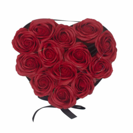 Bouquet de fleurs de savon - 13 roses rouges - Cœur