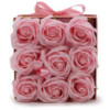 Bouquet de fleurs de savon - 9 roses roses - Carré