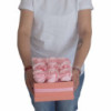 Bouquet de fleurs de savon - 14 roses roses - Rond
