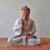 Statue de Bouddha sculptée à la main - Transmission de l'enseignement 40 cm - Blanchi à la chaux