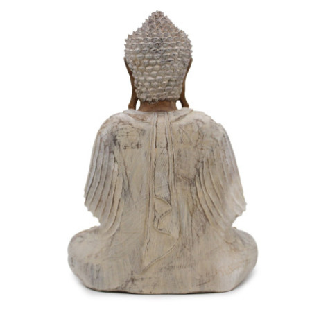 Statue de Bouddha sculptée à la main - Transmission de l'enseignement 40 cm - Blanchi à la chaux