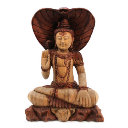 Statue de Bouddha sculptée à la main - Shiva avec Cobra - 50 cm