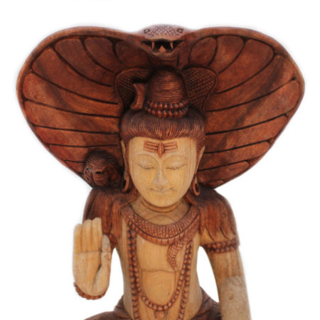 Statue de Bouddha sculptée à la main - Shiva avec Cobra - 50 cm