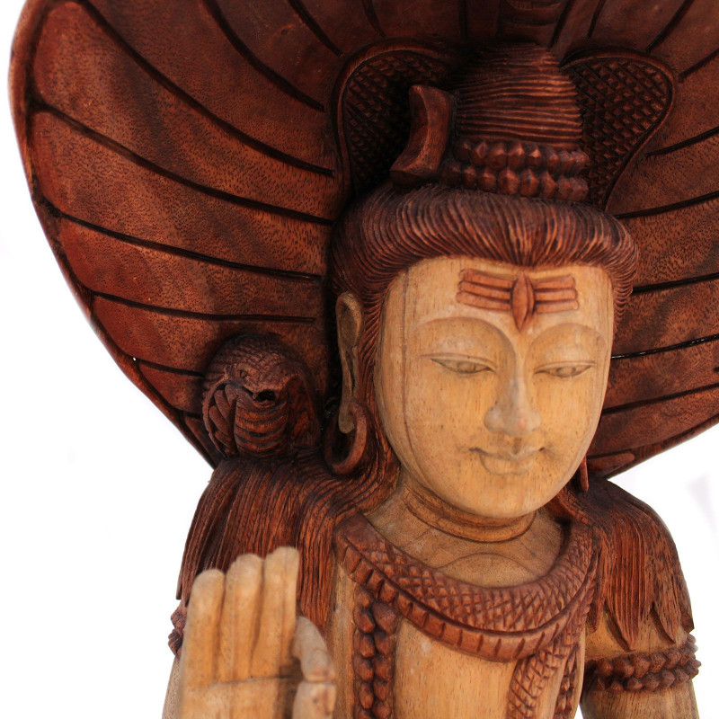 Statue de Bouddha sculptée à la main - Shiva avec Cobra - 50 cm