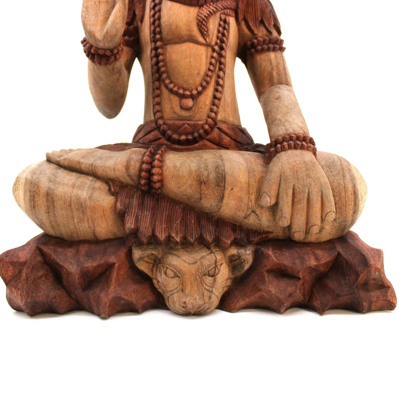 Statue de Bouddha sculptée à la main - Shiva avec Cobra - 50 cm