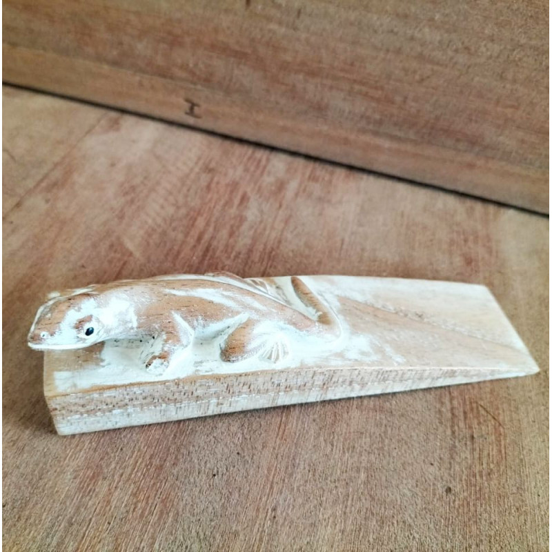 Butoir de porte sculpté à la main - Gecko