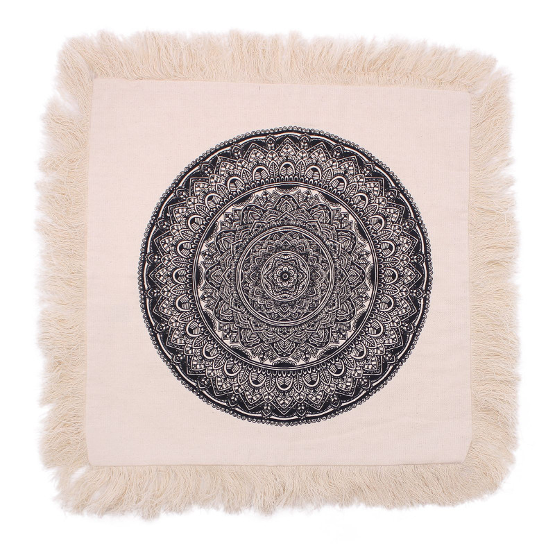 Coussin Mandala Traditionnel - 45x45cm - noir