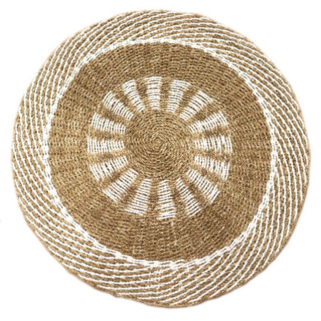Jonc rond blanc et beige - Soleil intérieur - 1 m