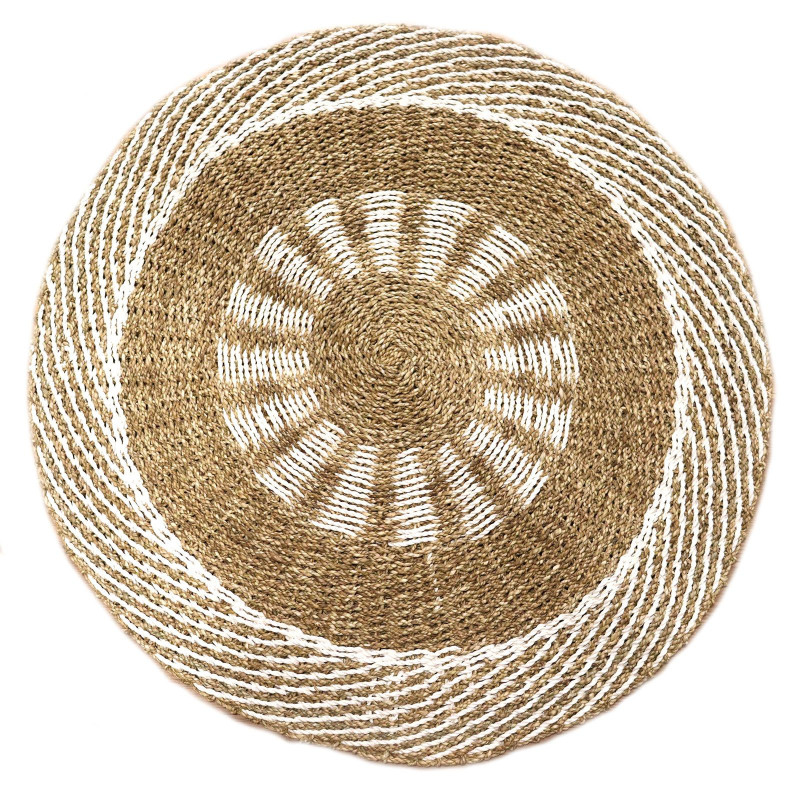 Jonc rond blanc et beige - Soleil intérieur - 1 m