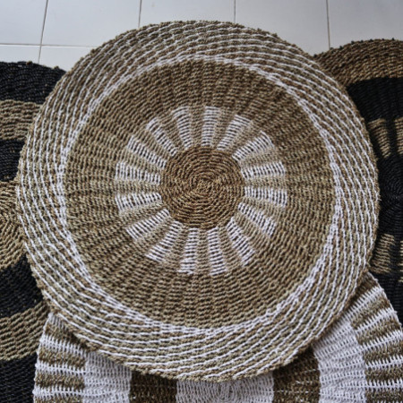 Jonc rond blanc et beige - Soleil intérieur - 1 m
