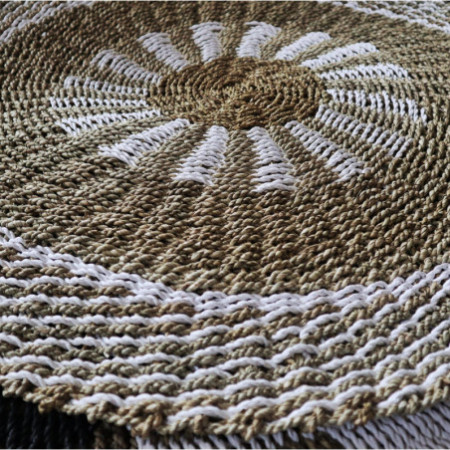 Jonc rond blanc et beige - Soleil intérieur - 1 m
