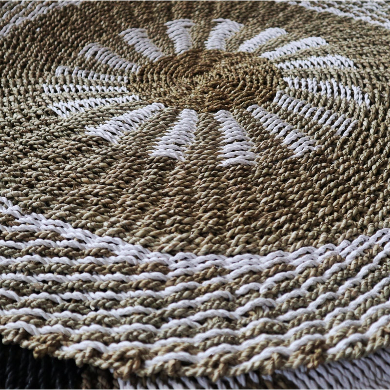 Jonc rond blanc et beige - Soleil intérieur - 1 m