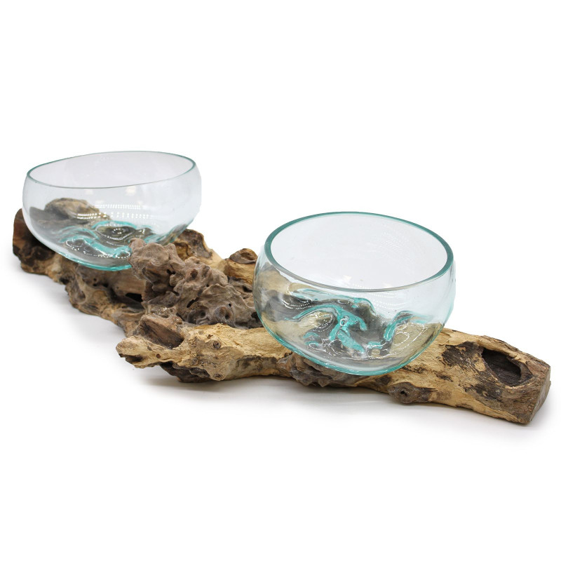 Verre fondu sur support double XL - 70 cm
