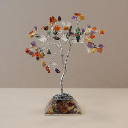 Arbre à pierres précieuses avec base en organite - 80 pierres - Multi
