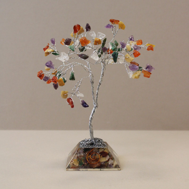 Arbre à pierres précieuses avec base en organite - 80 pierres - Multi