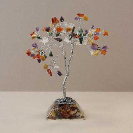 Arbre à pierres précieuses avec base en organite - 80 pierres - Multi