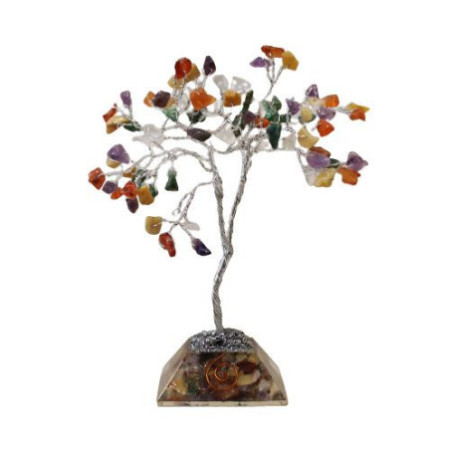 Arbre à pierres précieuses avec base en organite - 80 pierres - Multi