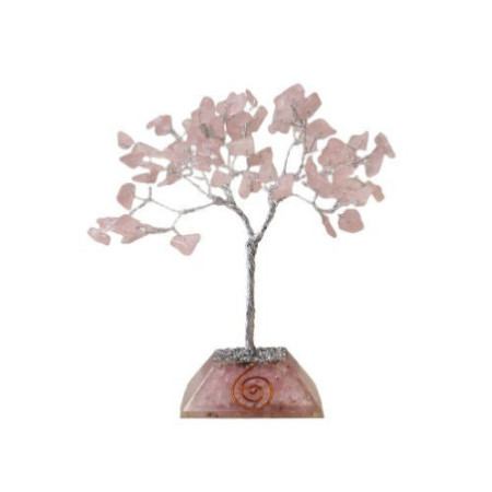 Arbre à pierres précieuses avec base en organite - 80 pierres - Quartz rose