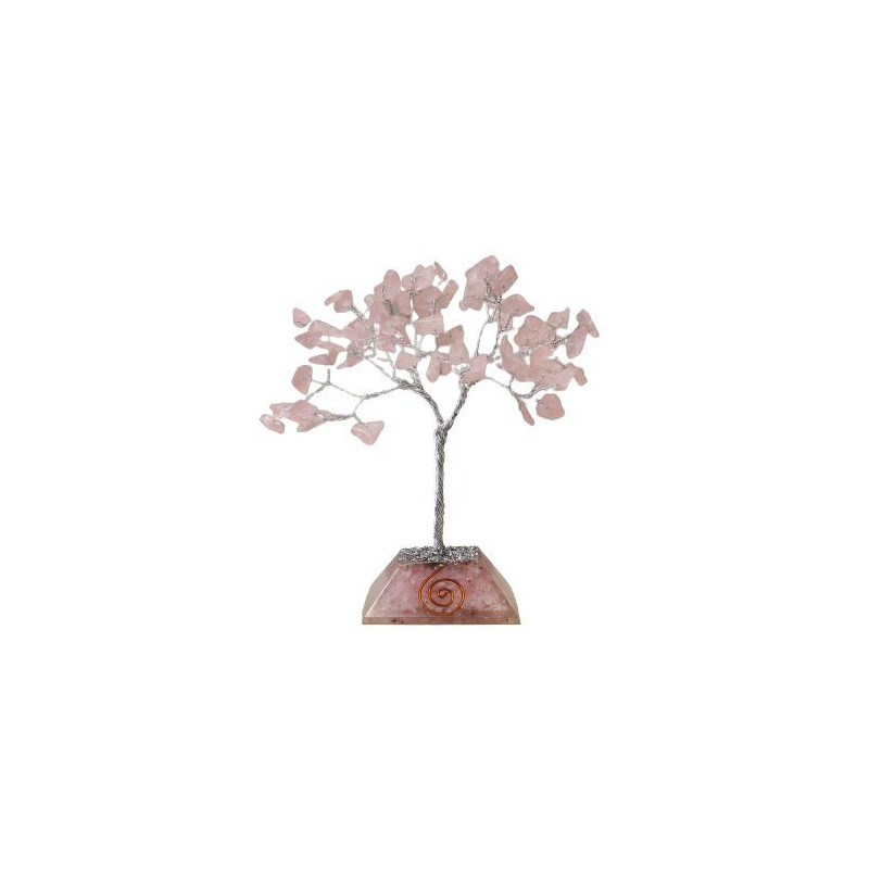 Arbre à pierres précieuses avec base en organite - 80 pierres - Quartz rose