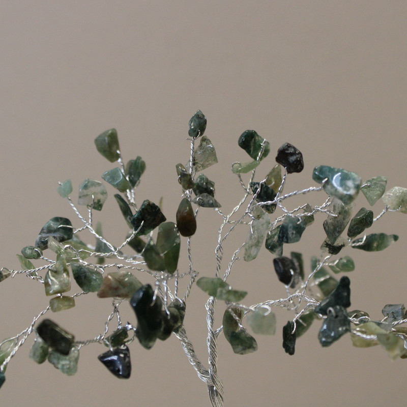 Arbre à pierres précieuses avec base en organite - 80 pierres - Agate mousse