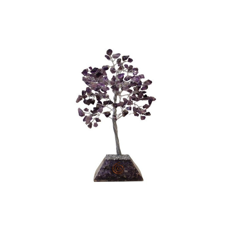 Arbre à pierres précieuses avec base en organite - 160 pierres - Améthyste