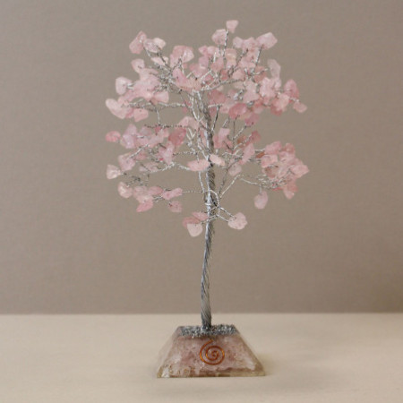 Arbre à pierres précieuses avec base en organite - 160 pierres - Quartz rose