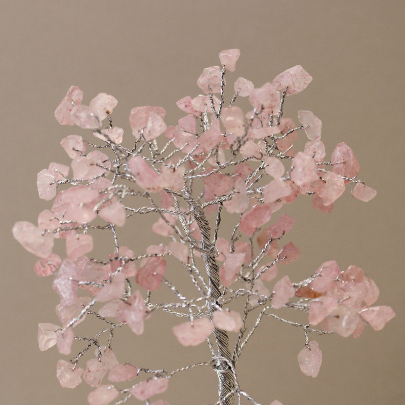 Arbre à pierres précieuses avec base en organite - 160 pierres - Quartz rose