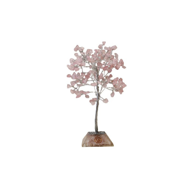 Arbre à pierres précieuses avec base en organite - 160 pierres - Quartz rose