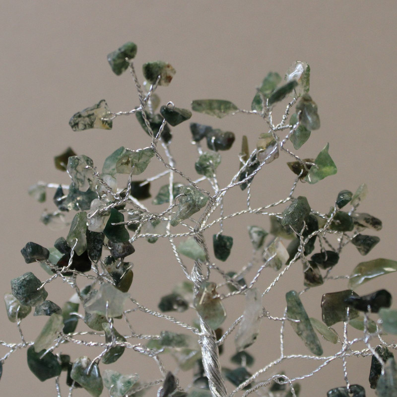 Arbre à pierres précieuses avec base en organite - 160 pierres - Agate mousse