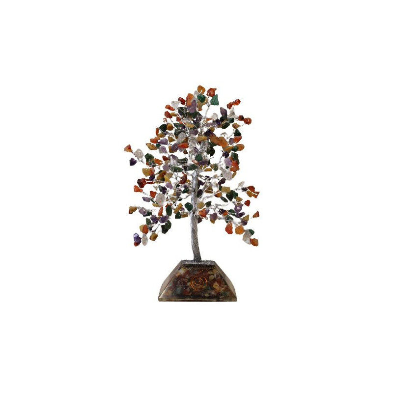 Arbre à pierres précieuses avec base en organite - 320 pierres - Multi