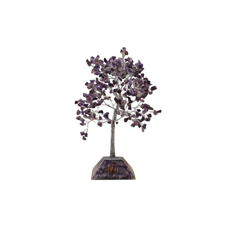 Arbre à pierres précieuses avec base en organite - 320 pierres - Améthyste