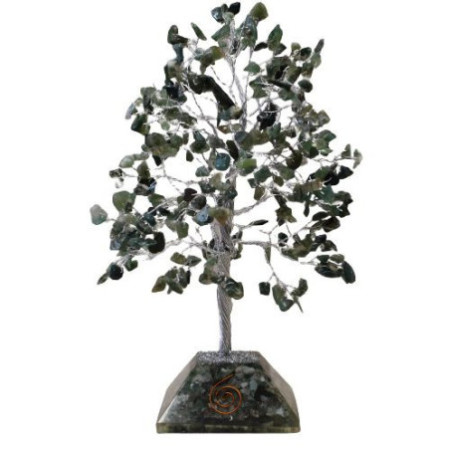 Arbre à pierres précieuses avec base en organite - 320 pierres - Agate mousse