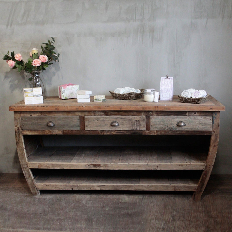 Centre de table en bois recyclé - 180x60x80cm