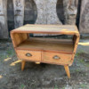 Petit meuble TV rond à 2 tiroirs